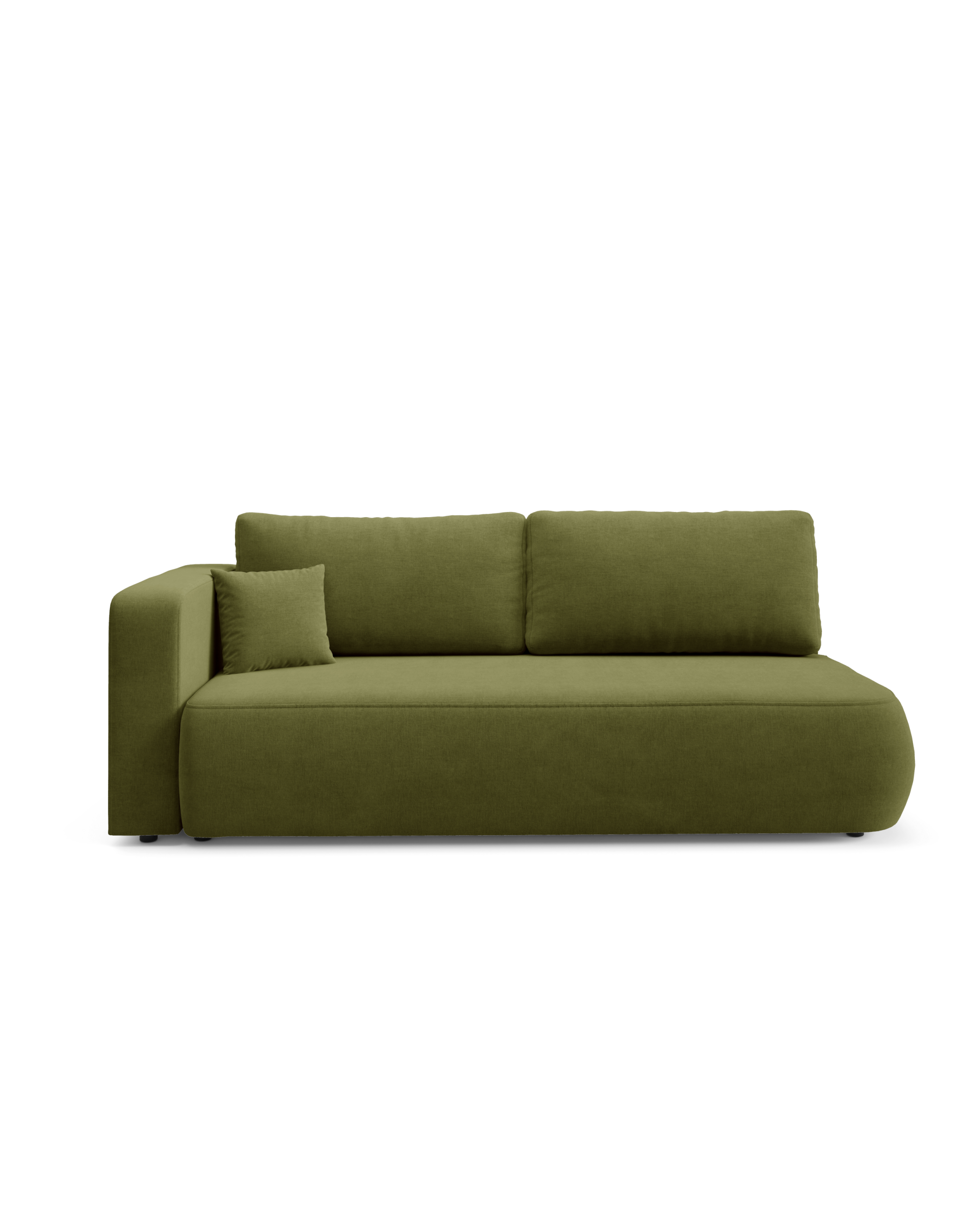 OKOPE Sofa mit Seiten-Klappung, Bettwäschebehälter, abgerundete Formen