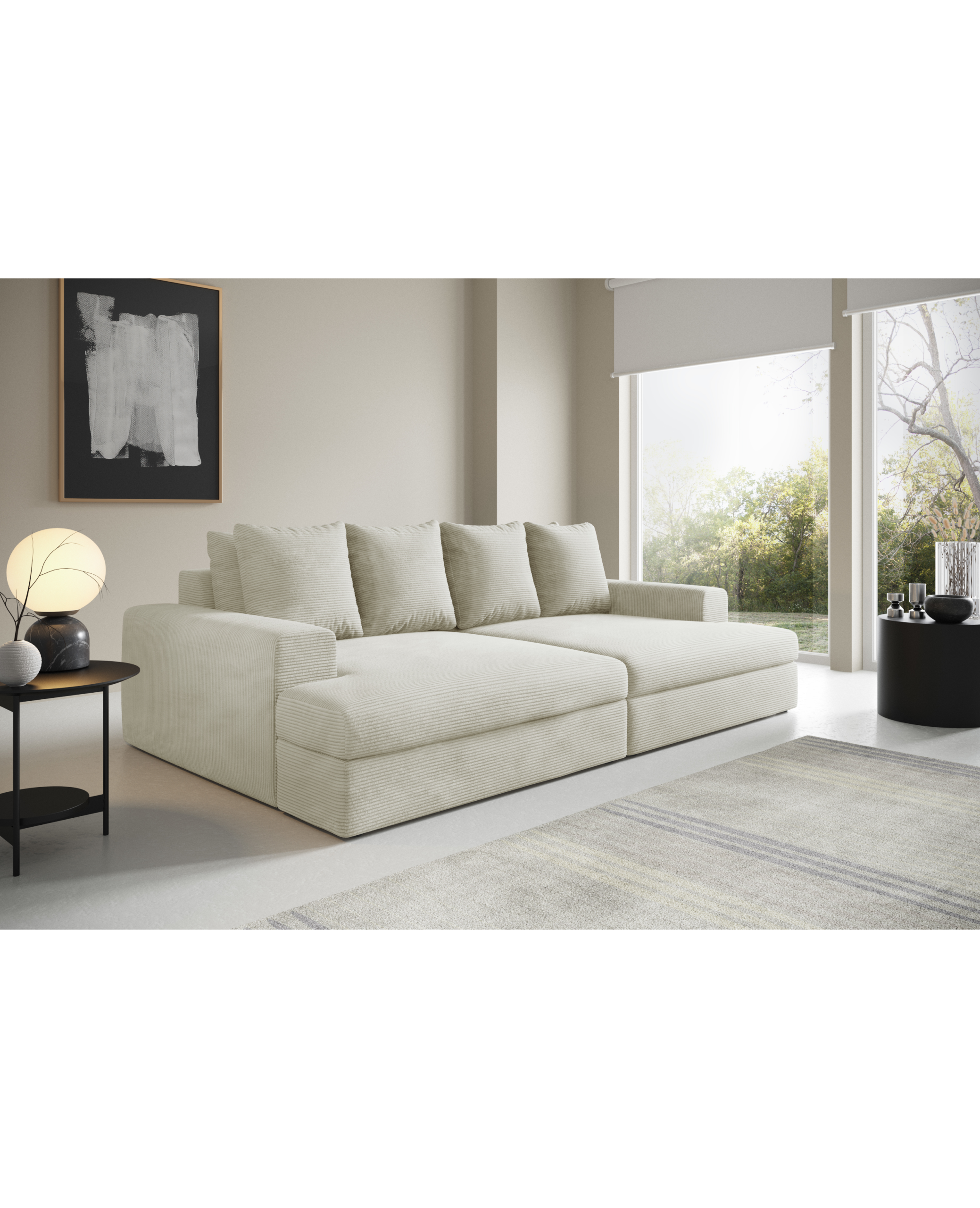 CALDO Sofa - Cordstoff gewellte Federn + Bonell hoher Komfort – Bild 2