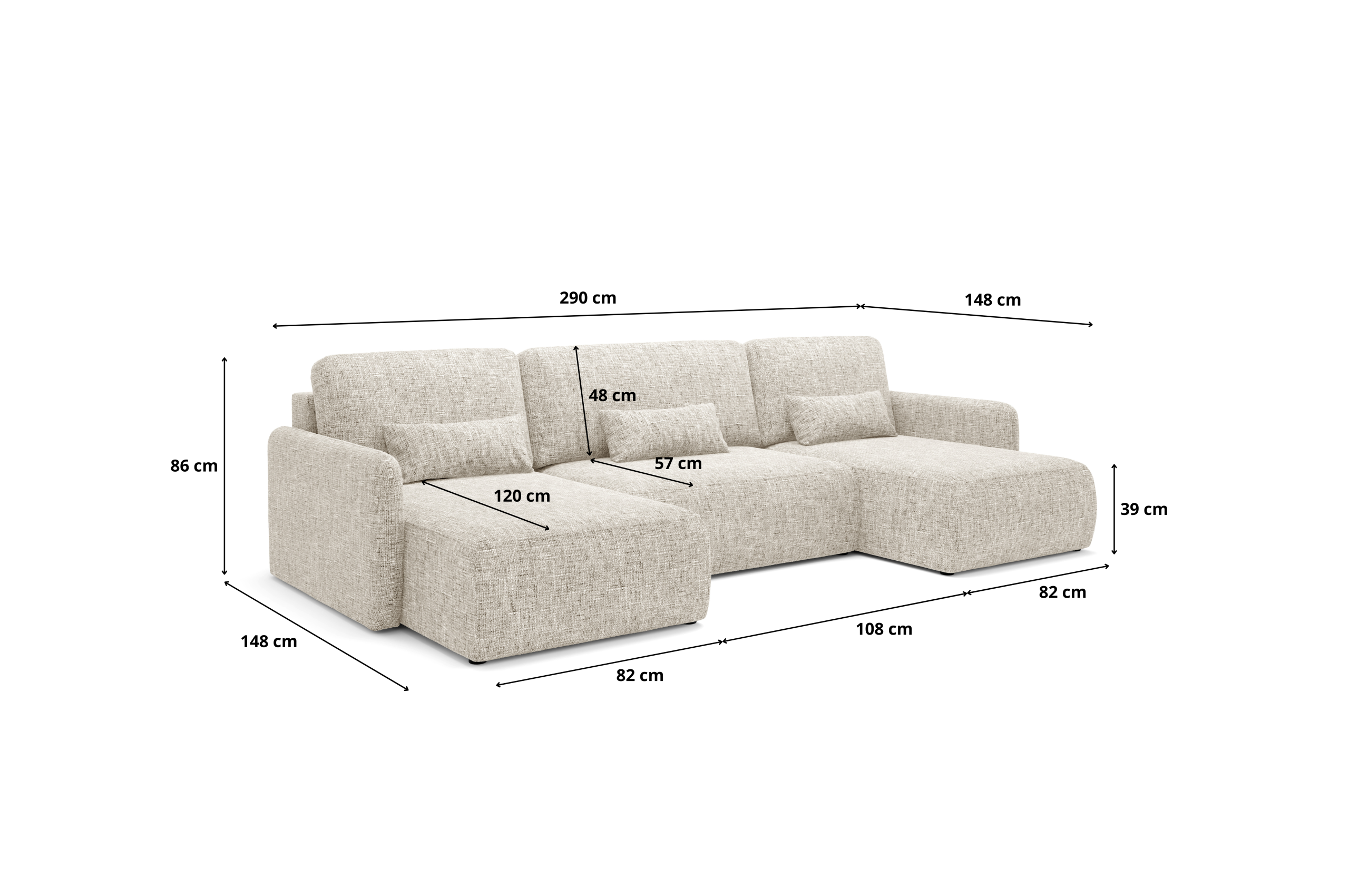 LIVELLO U Ecksofa - klappbar, dreidimensionales Gewebe, Container – Bild 8