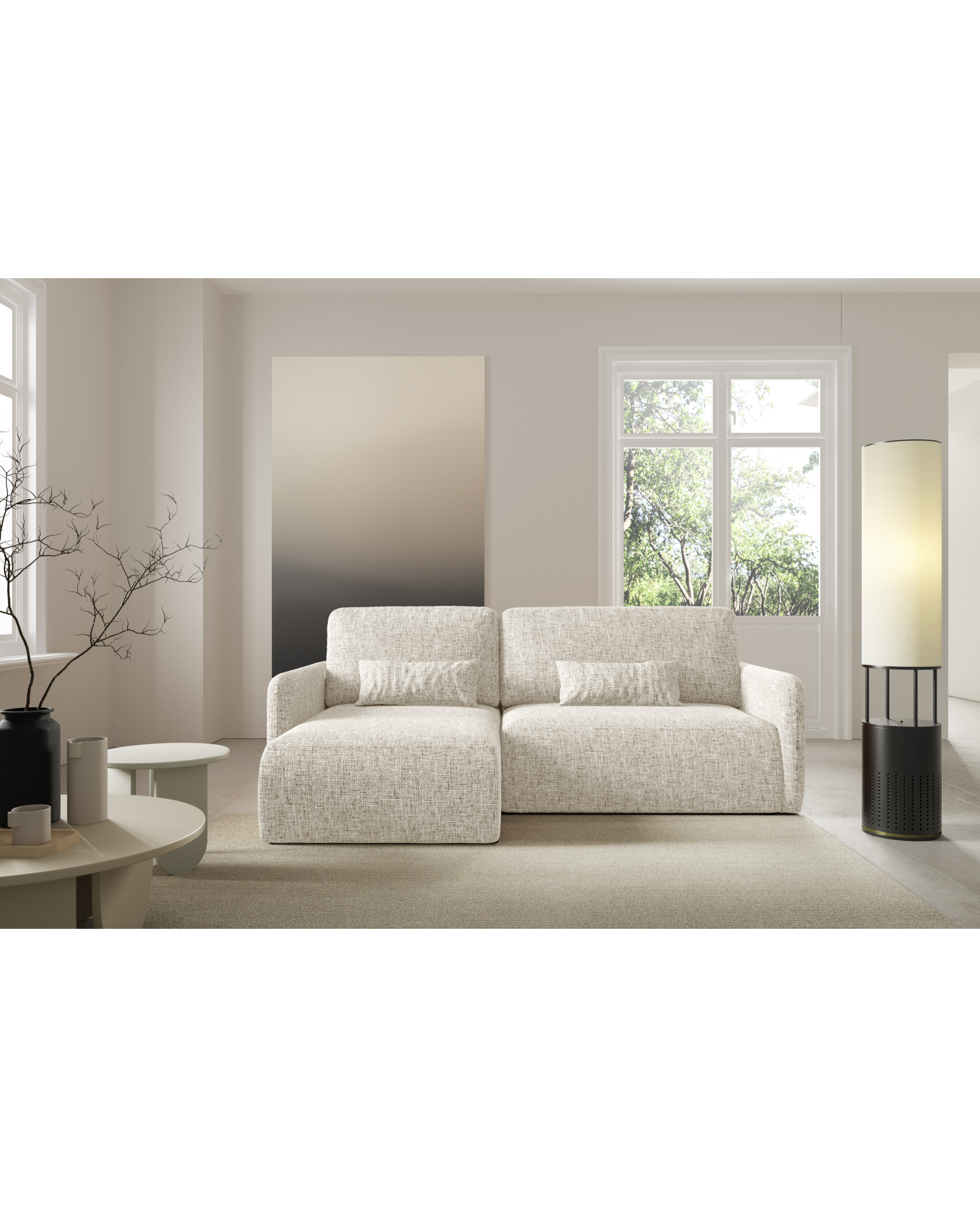 Ecksofa LIVELLO L - faltbar, dreidimensionaler Stoff, Behälter – Bild 2