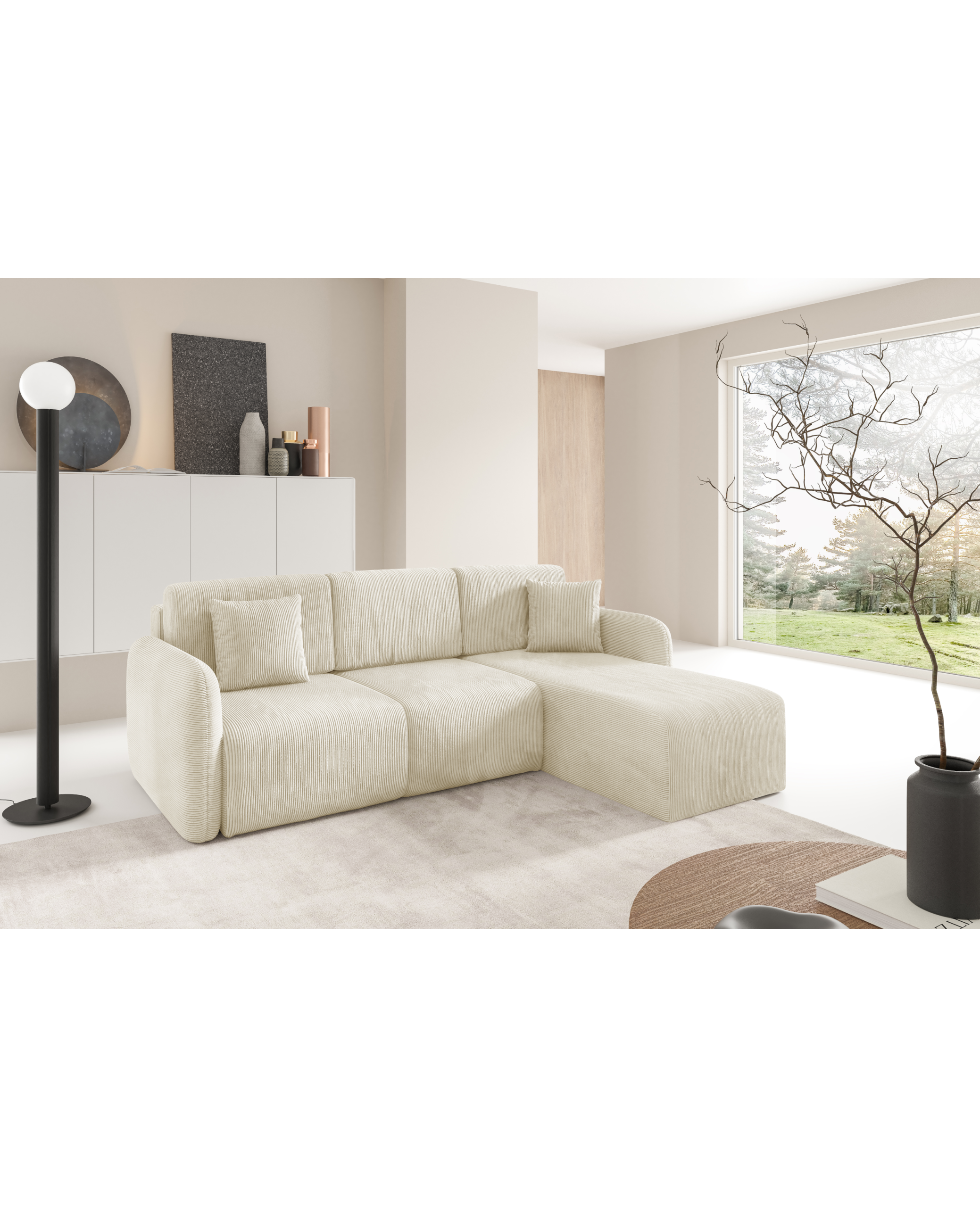 Ecksofa MALLOW L - faltbar, Behälter, Cordstoff – Bild 2