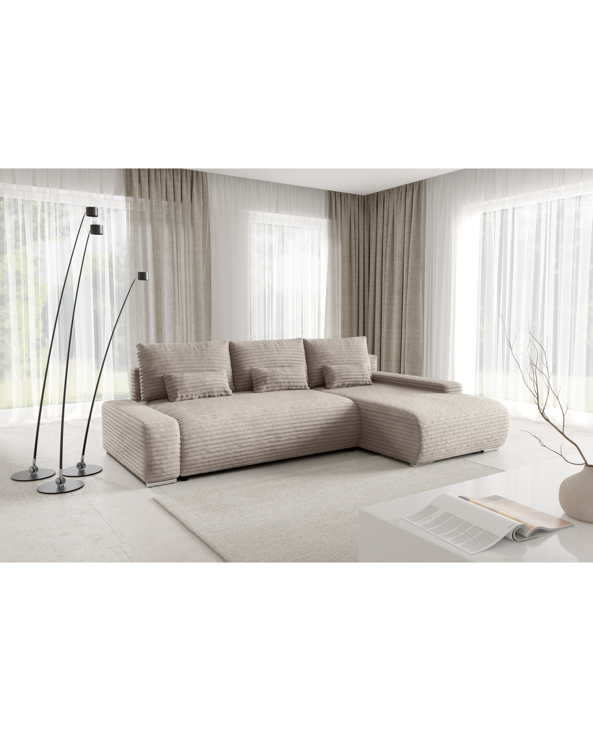 Ecksofa ROLLY L mit Bettkasten, Cordstoff – Bild 2